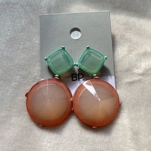 BP Bicolor Shape Drop Earrings in Mint and Peach